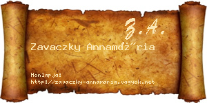 Zavaczky Annamária névjegykártya